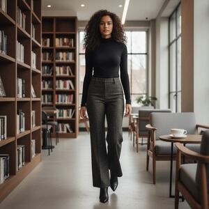 212‎ Collection Womens Pants Black Grey Herringbone Classic Fit Size 16 Average